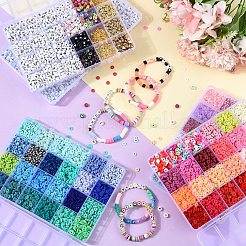 DIY Flat Round/Disc Handmade Polymer Clay Beaded Bracelets Jewelry Making Kits&nbsp;DIY-YW0012-94