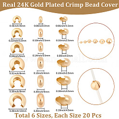 120Pcs 6 Styles Brass Crimp Bead Cover&nbsp;KK-BBC0025-48