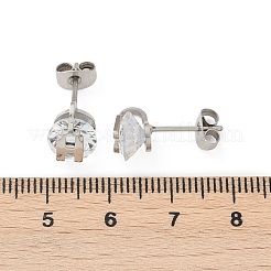 304 Stainless Steel Micro Pave Clear Cubic Zirconia Stud Earrings&nbsp;EJEW-Z089-03P