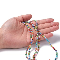 Handmade Millefiori Glass Round Bead Strands&nbsp;LAMP-J038-4mm-M