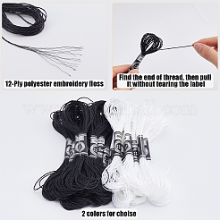 20 Skeins 2 Colors 12-Ply Metallic Polyester Embroidery Floss&nbsp;OCOR-GF0003-87B