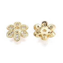 Brass Micro Pave Clear Cubic Zirconia Bead Caps&nbsp;KK-Q071-08G-02