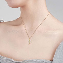 Natural Hetian White Jade Clover Pendant Necklace&nbsp;JN1078B