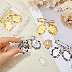 Alloy & Steel Oval Tray Brooch Base Settings&nbsp;JEWB-DC00008
