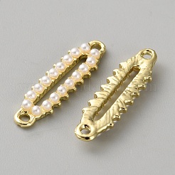 Alloy & White Plastic Pearl Links Connector Charms&nbsp;FIND-WH0365-082G-05