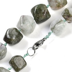 Dyed Natural White Jade Imitation Tourmaline Nuggets Beaded Necklaces for Women Men&nbsp;NJEW-K388-01K