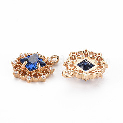 Rack Plating Brass Micro Pave Clear Cubic Zirconia Pendants&nbsp;KK-T060-61D-RS