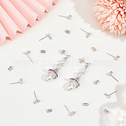 12Pcs Diamond Shape Brass Micro Clear Cubic Zirconia Stud Earring Findings&nbsp;KK-BBC0012-75