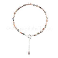 Natural Paua Shell and Brass and 304 Stainless Steel Curb Chains Necklaces&nbsp;NJEW-JN06197