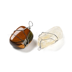 Natural Mixed Stone Copper Wire Wrapped Pendants&nbsp;G-G104-04