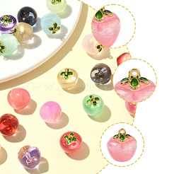 24Pcs 12 Colors Transparent Glass Apple Pendants&nbsp;DGLA-FS0001-15