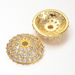 Apetalous Half Round/Dome Brass Micro Pave Cubic Zirconia Bead Caps&nbsp;ZIRC-D063