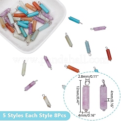 10Pcs 5 Styles Natural Lepidolite & New Jade & Flower Amazonite & Red Aventurine&nbsp;PALLOY-AR00012
