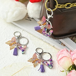 Letter & Butterfly Transparent Epoxy Resin Keychains&nbsp;KEYC-YW00001