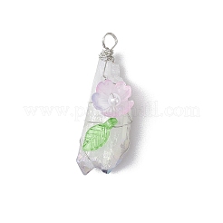Electroplated Raw Natural Quartz Crystal Teardrop Copper Wire Wrapped Pendants&nbsp;PALLOY-JF03842-03