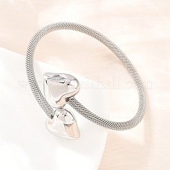 304 Stainless Steel Mesh Chain Bangles for Women&nbsp;BJEW-D460-05P