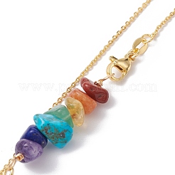Natural Mixed Gemstone Beaded Larat Necklace with Brass Chains&nbsp;NJEW-JN04509