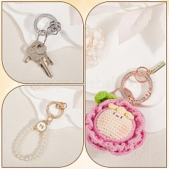 6Pcs 3 Colors Alloy Crystal Rhinestone Spring Gate Rings&nbsp;FIND-GF0007-96