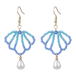 Shell Shape Glass Seed Bead Dangle Earrings&nbsp;EJEW-MZ00667