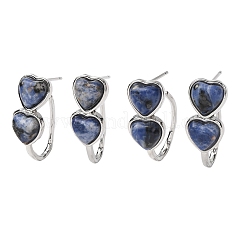Valentine's Day Heart Natural & Synthetic Mixed Stone Stud Earrings&nbsp;EJEW-T053-01P