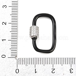 Oval Brass Micro Pave Clear Cubic Zirconia Screw Carabiner Clasps&nbsp;KK-B167-01B-P