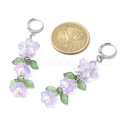 Flower of Life Glass & Acrylic Dangle Leverback Earrings&nbsp;EJEW-JE05558