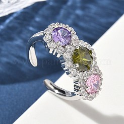 Brass Micro Pave Cubic Zirconia Cuff Rings&nbsp;RJEW-H256-01P