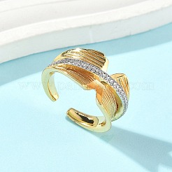 Brass Micro Pave Cubic Zirconia Cuff Rings&nbsp;RJEW-D307-05G-C