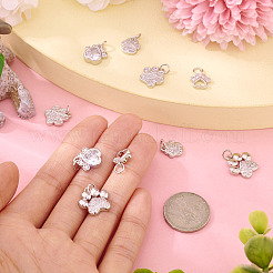 10Pcs 5 Styles Rack Plating Brass Micro Pave Cubic Zirconia Charms&nbsp;KK-TA0002-42