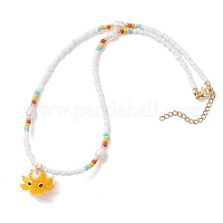 Handmade Lampwork Octopus Pendant Glass Seed Beaded Necklaces for Women&nbsp;NJEW-TA00217