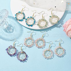 Natural & Synthetic Mixed Gemstone Chips Dangle Earrings&nbsp;EJEW-JE05705