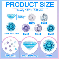 10Pcs 5 Colors Cubic Zirconia Cabochons&nbsp;ZIRC-TA0001-32