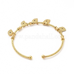 Colorful Enamel Charms Cuff Bangle with Clear Cubic Zirconia&nbsp;BJEW-E073-09G-01