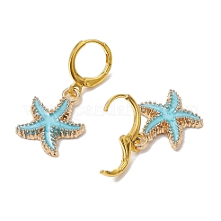 Starfish Enamel Leverback Earrings & Pendant Necklaces Sets&nbsp;SJEW-JS01297