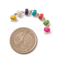 Disc Dyed Synthetic Turquoise Heishi Connector Charms&nbsp;PALLOY-JF04246-01
