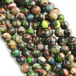 Dyed Natural Imperial Jasper Round Bead Strands&nbsp;G-M274-06-4mm