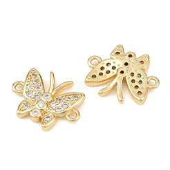 Brass Pave Cubic Zirconia Connector Charms&nbsp;KK-L251-15G