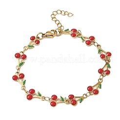 304 Stainless Steel Enamel Link Bracelets for Women&nbsp;BJEW-K226-16G