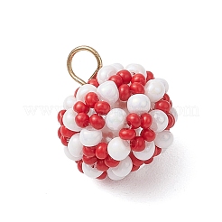 3Pcs 3 Colors Glass Seed Beaded Round Pendants&nbsp;PALLOY-MZ00525
