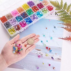Spray Painted Crackle Glass Beads Sets&nbsp;CCG-PH0003-08