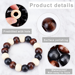 120Pcs 3 Colors Wood Beads&nbsp;WOOD-OC0002-61