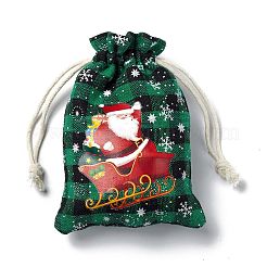 Christmas Theme Rectangle Jute Bags with Jute Cord&nbsp;ABAG-E006-01B