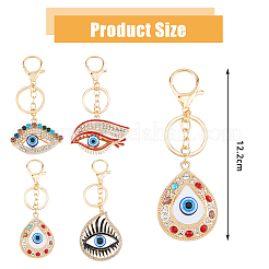 4Pcs 4 Styles Alloy Rhinestone Keychain&nbsp;KEYC-DC0001-21