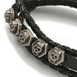 PU Imitation Leather Braided Cord Bracelets&nbsp;BJEW-G709-07B-AS