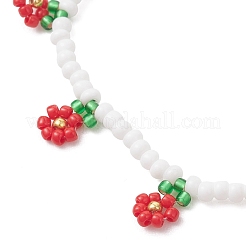 Floral Glass Seed Bead Charm Bracelets for Women&nbsp;BJEW-MZ00306