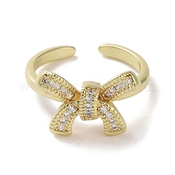 Brass Micro Pave Cubic Zirconia Open Cuff Ring&nbsp;RJEW-K256-58F-G