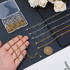 10Pcs 2 Colors 316L Surgical Stainless Steel Paperclip Chain Necklaces&nbsp;NJEW-DC00010