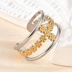 304 Stainless Steel Adjustable Open Cuff Rings&nbsp;RJEW-V011-03GP