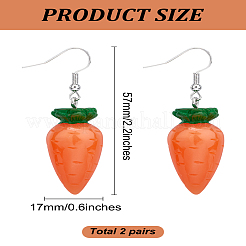 2 Pairs Carrot Alloy Resin Dangle Earrings for Women&nbsp;EJEW-LP0001-54