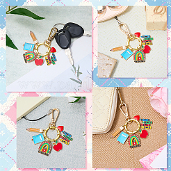 3Pcs Teachers' Day Zinc Alloy Enamel Keychains&nbsp;KEYC-SW00021